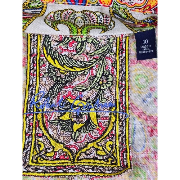 Robert Graham Womens Paisley 100% Linen Jacket Size 10 Multicolor - Picture 3 of 8